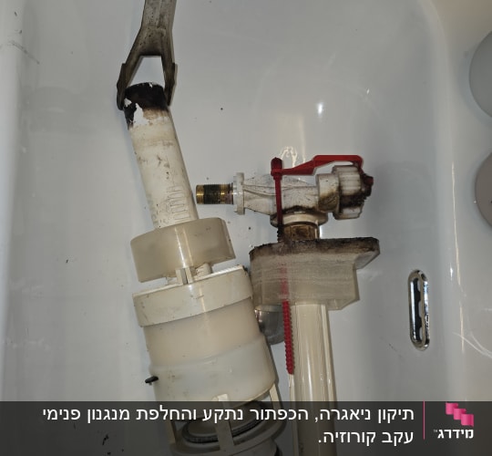 חלקי אינסטלציה בכיור לבן